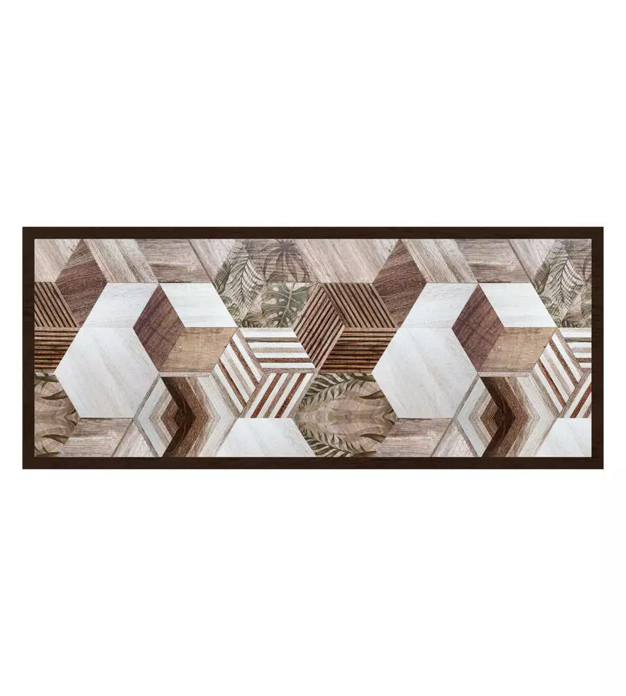 Passatoia in vinile "runner" fantasia "wood tropical hexagons", 120x50 cm