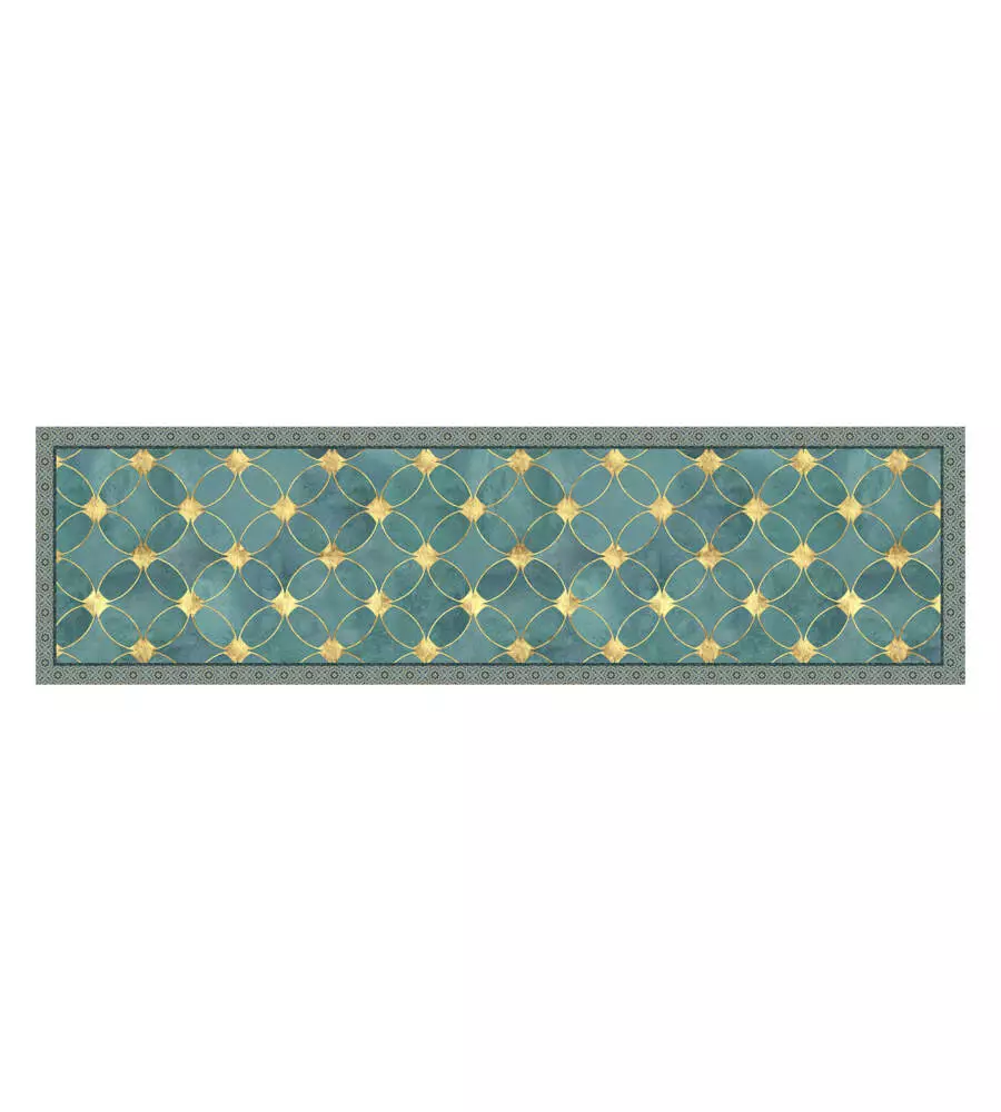 Passatoia in vinile "runner" fantasia "green gold", 180x50 cm