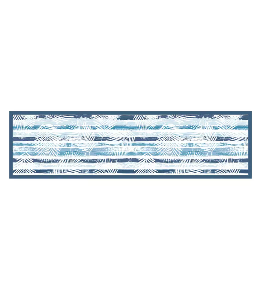 Passatoia in vinile "runner" fantasia "blue tropical", 180x50 cm