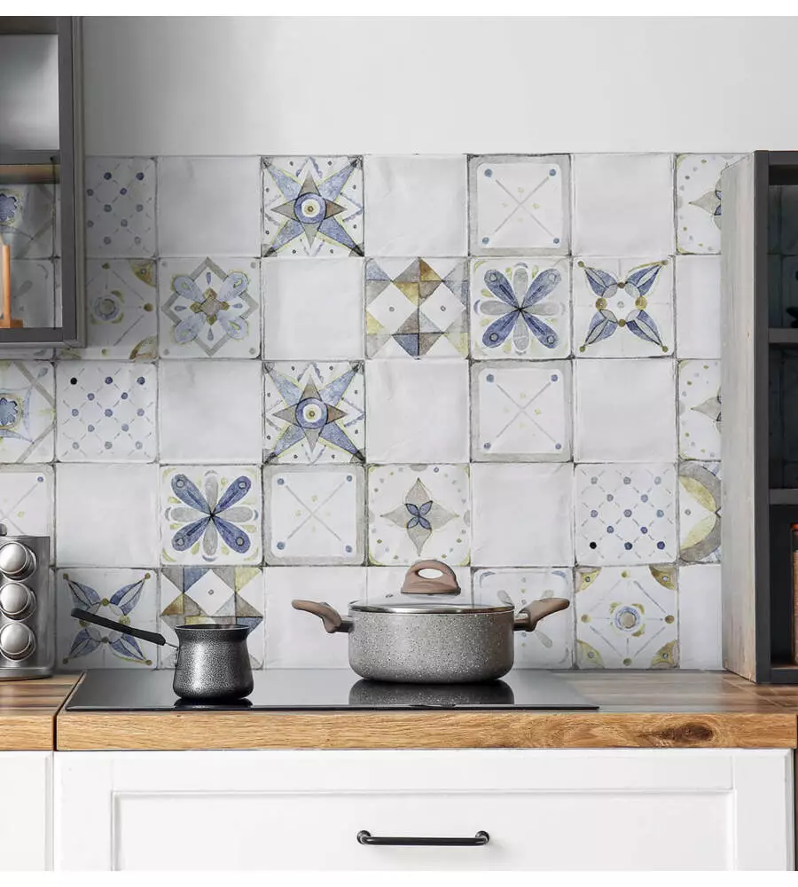 Paraschizzi adesivo da cucina fantasia "provence tiles", 190x60 cm