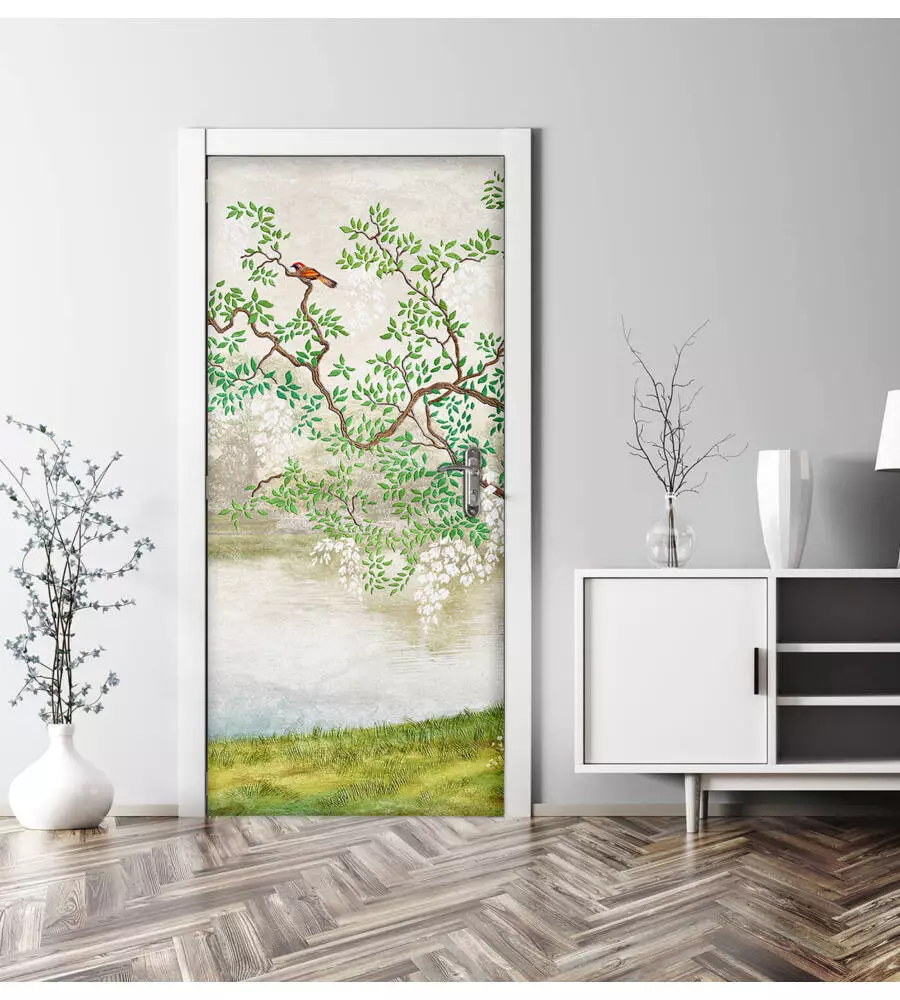 Rivestimento per porta in vinile fantasia "old japan", 210x83 cm