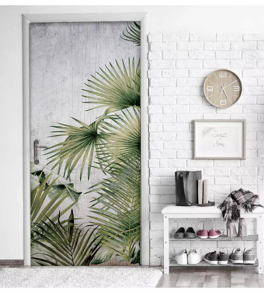 Rivestimento per porta in vinile fantasia "vintage tropical", 210x83 cm