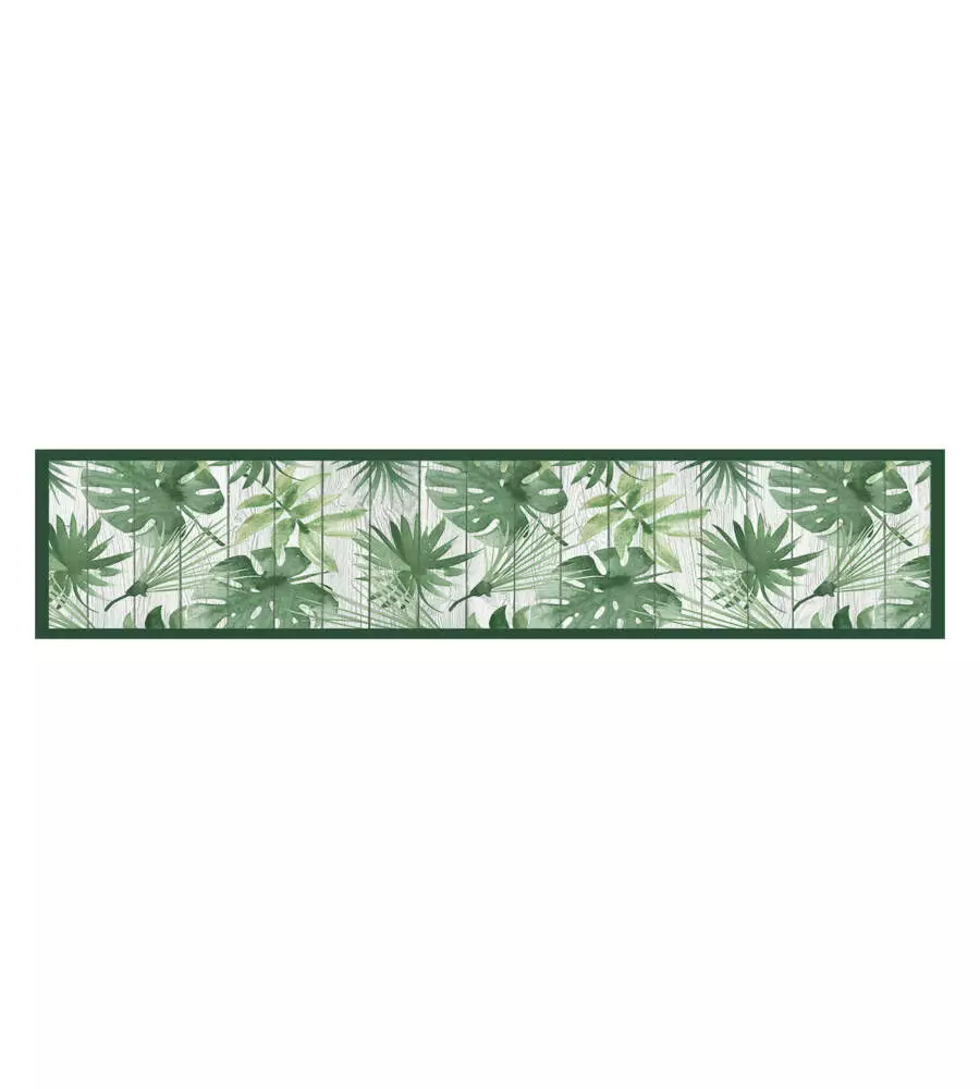 Passatoia in vinile "runner" fantasia "green tropical", 240x50 cm