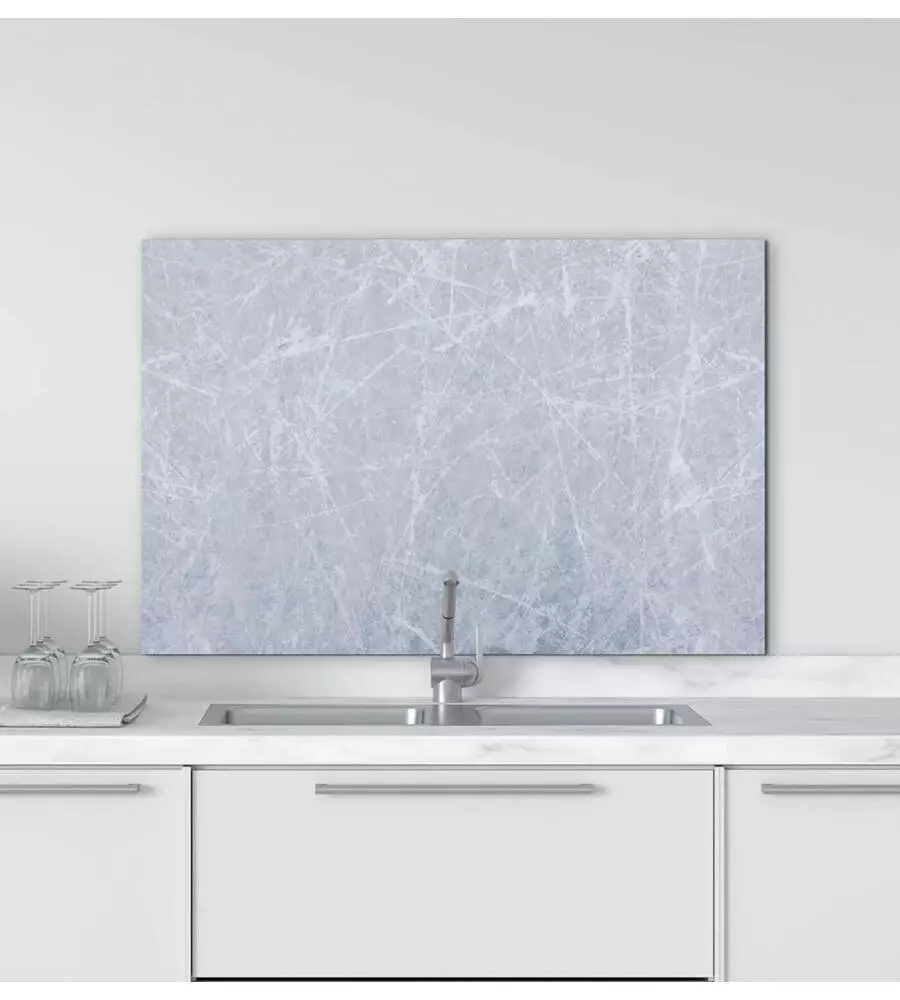 Paraschizzi da cucina in alluminio fantasia "marble", 84x60 cm