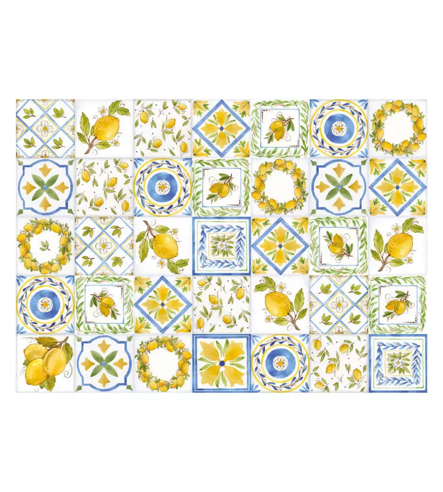 Paraschizzi da cucina in alluminio fantasia "lemon", 84x60 cm