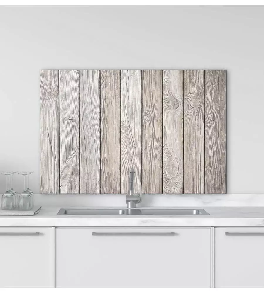 Paraschizzi da cucina in alluminio fantasia "wood", 84x60 cm