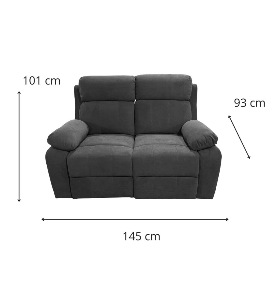 DIVANO 2 POSTI BELLAHOME 'ANNIKA' CON RECLINER MANUALE, 145X93X101 CM