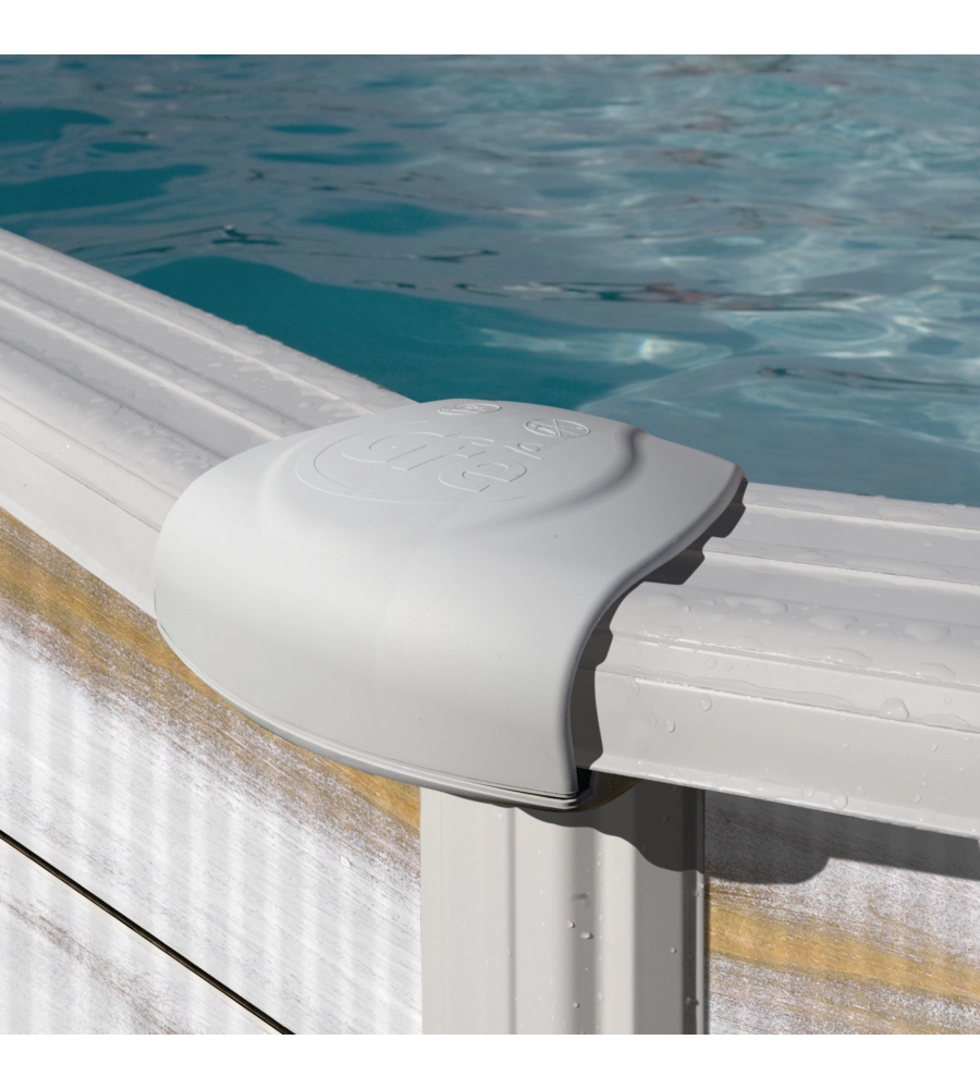 Piscina fuori terra ovale gre "islanda" in acciaio effetto legno nordico 610x375x132 - cod. kitprov6188n