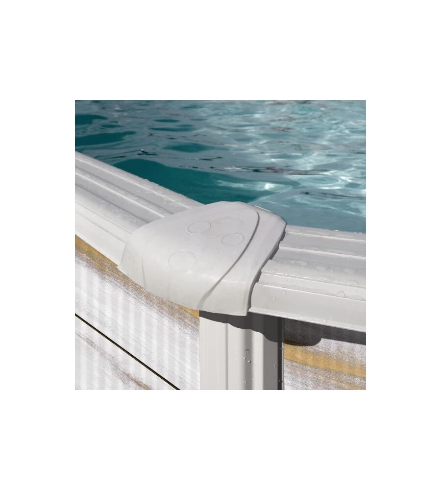 Piscina fuori terra ovale gre "finlandia" in acciaio effetto legno nordico 730x375x120 - cod. kit730n