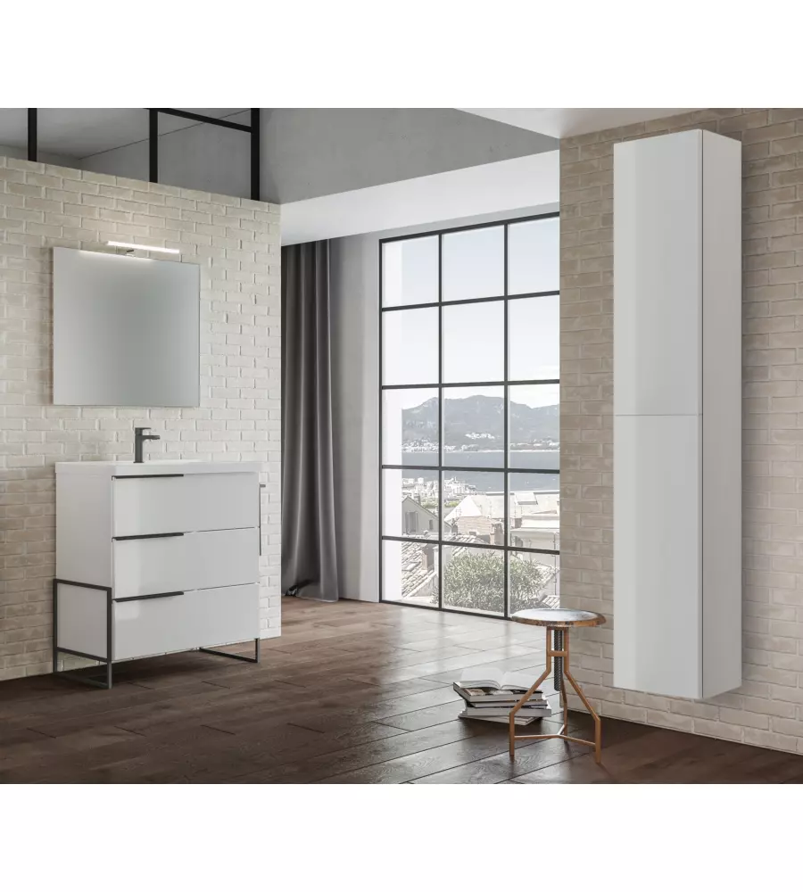 Composizione bagno "febe" bianco lucido 82x48x195 cm