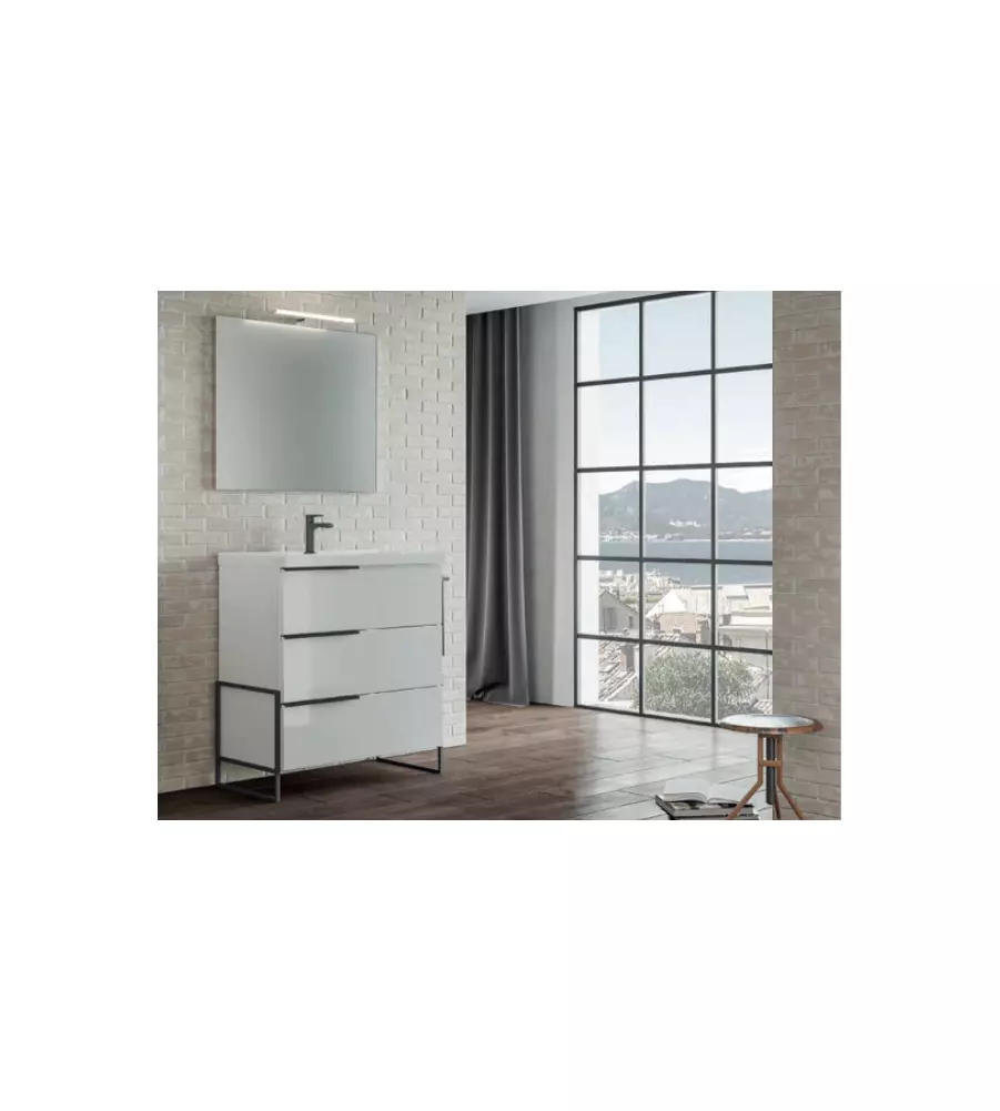 Composizione bagno "febe" bianco lucido 82x48x195 cm