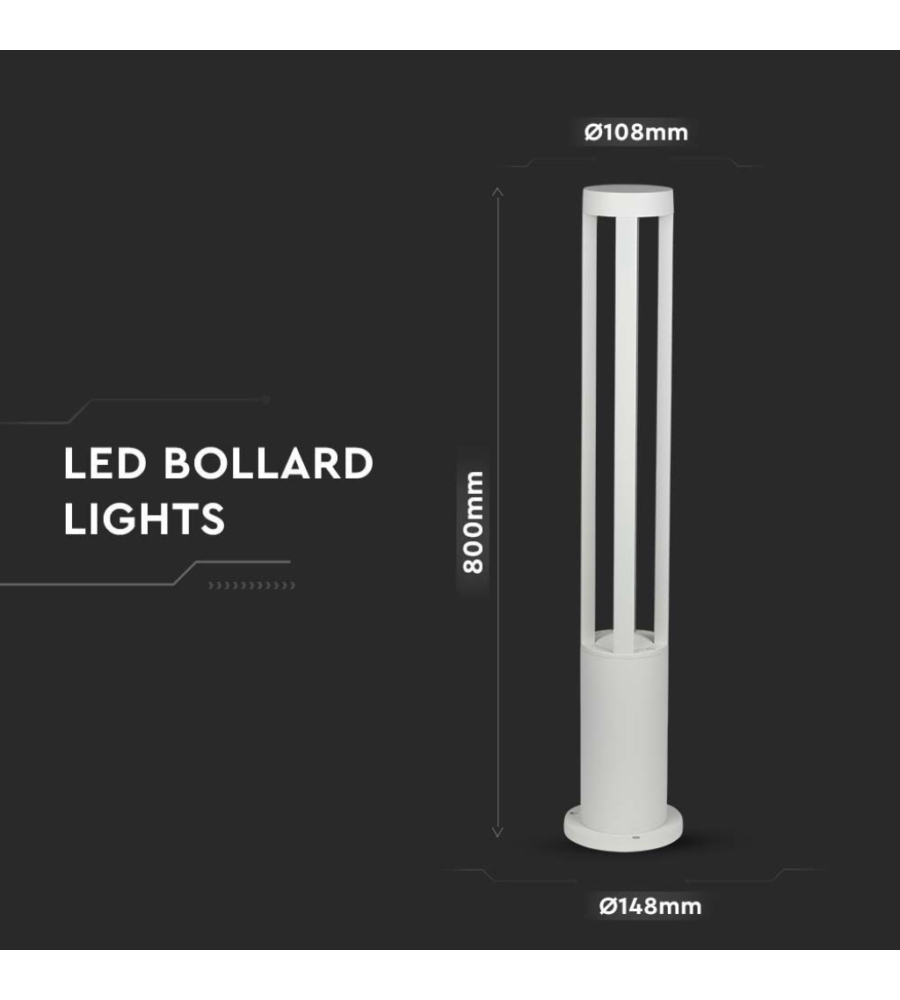 Lampada da esterno colore bianco con altezza 80 cm, 10 w 4000 k