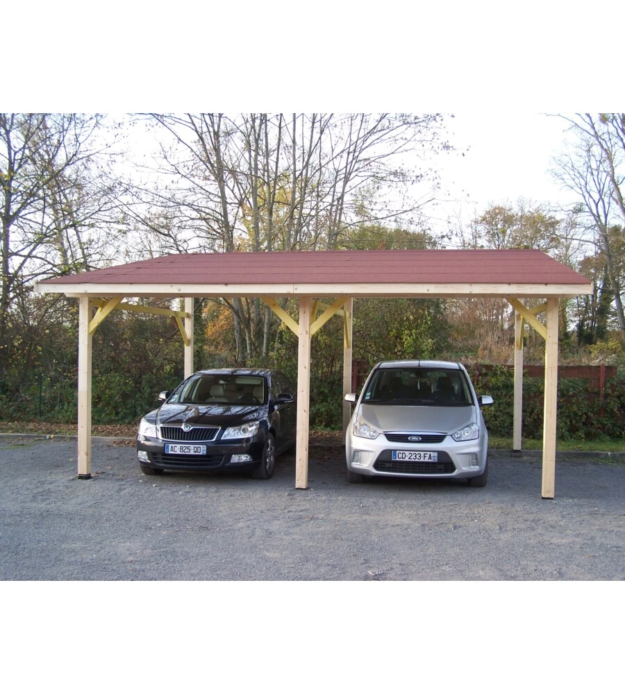 Carport auto in legno habrita "av 4563 bm" 2 posti 6,32x4,50x3,40 mt