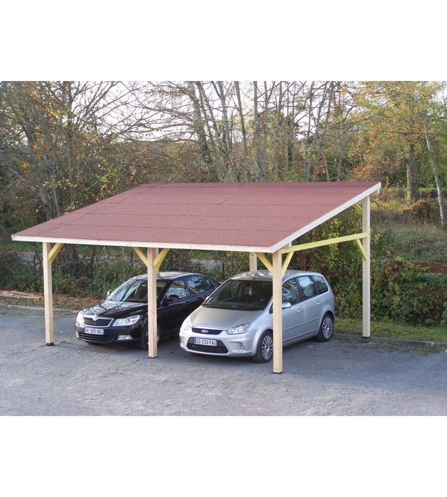 Carport auto in legno habrita "av 4563 bm" 2 posti 6,32x4,50x3,40 mt