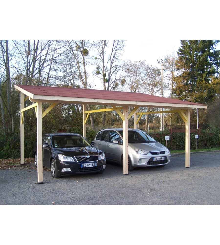 Carport auto in legno habrita "av 4563 bm" 2 posti 6,32x4,50x3,40 mt