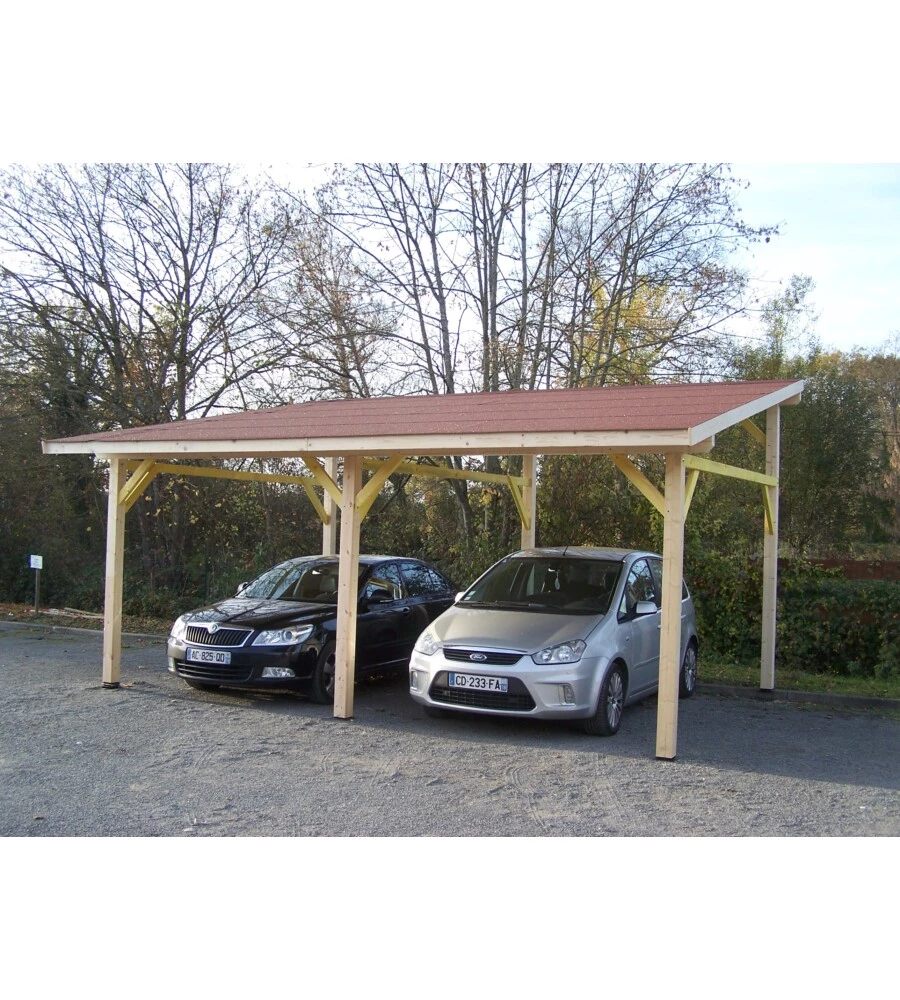 Carport auto in legno habrita "av 4563 bm" 2 posti 6,32x4,50x3,40 mt