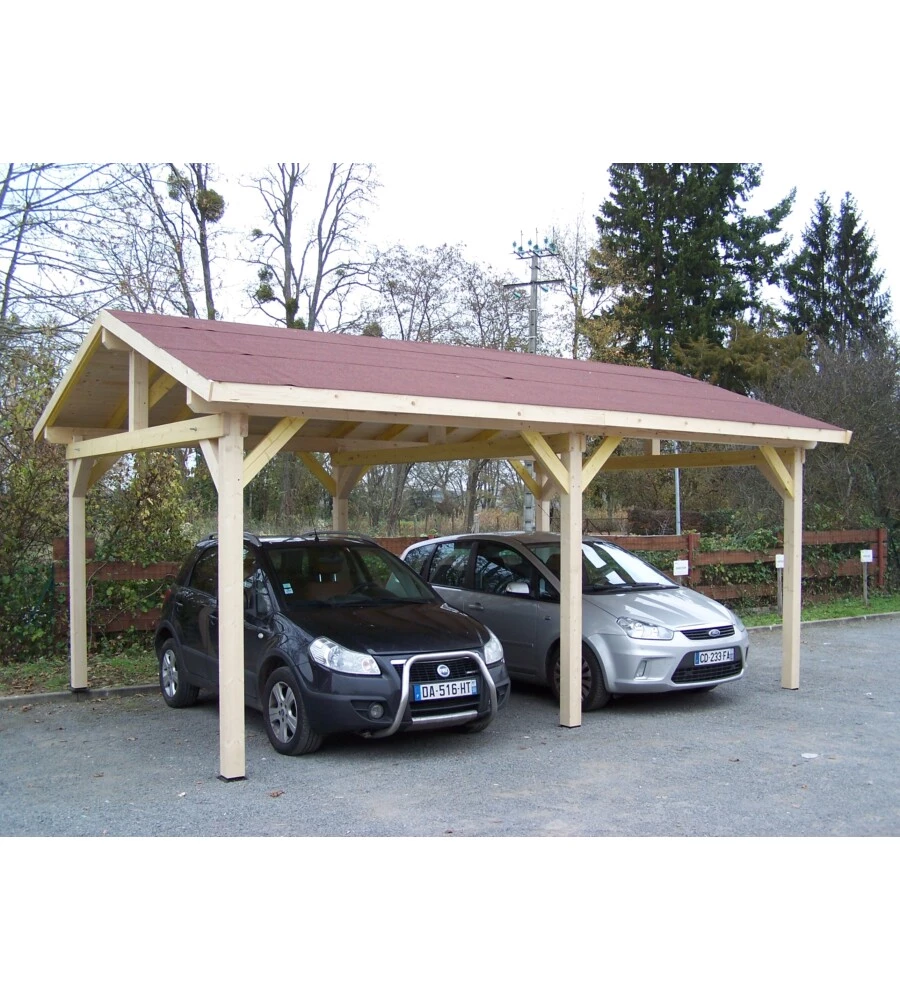 Carport auto in legno habrita "karpa 4563 bm" 2 posti 6,32x4,50x3,30 mt