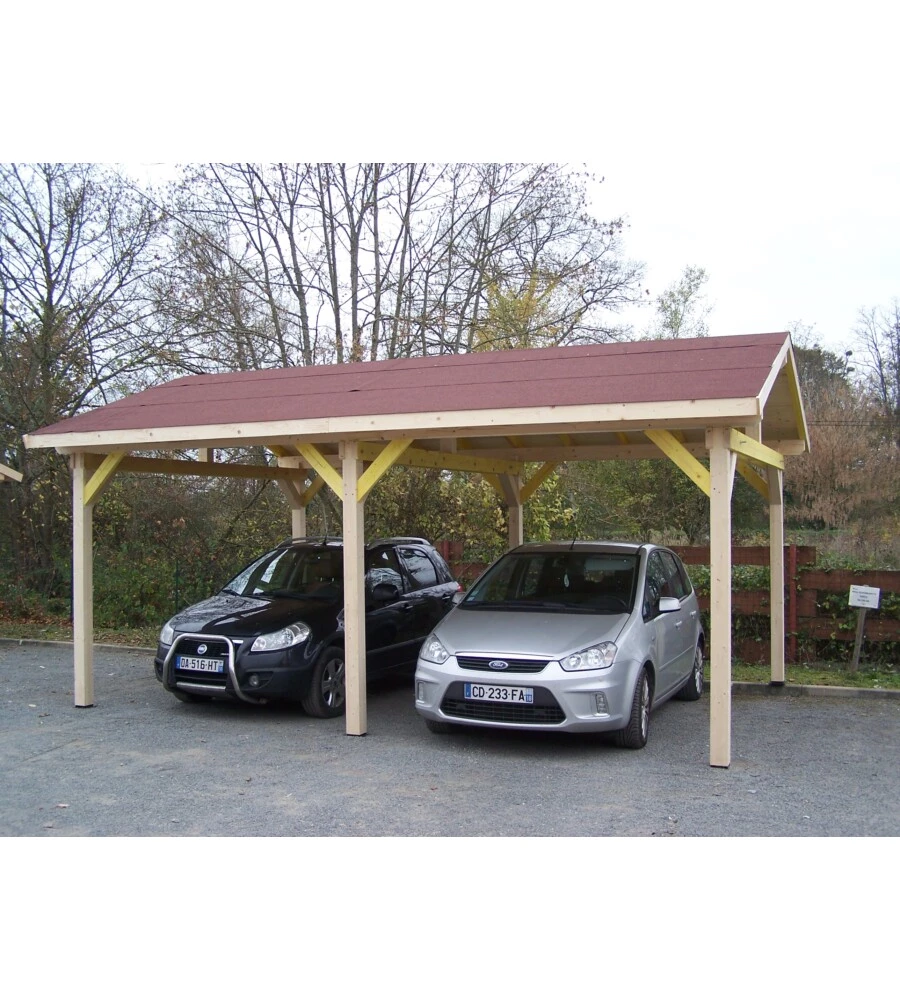 Carport auto in legno habrita "karpa 4563 bm" 2 posti 6,32x4,50x3,30 mt