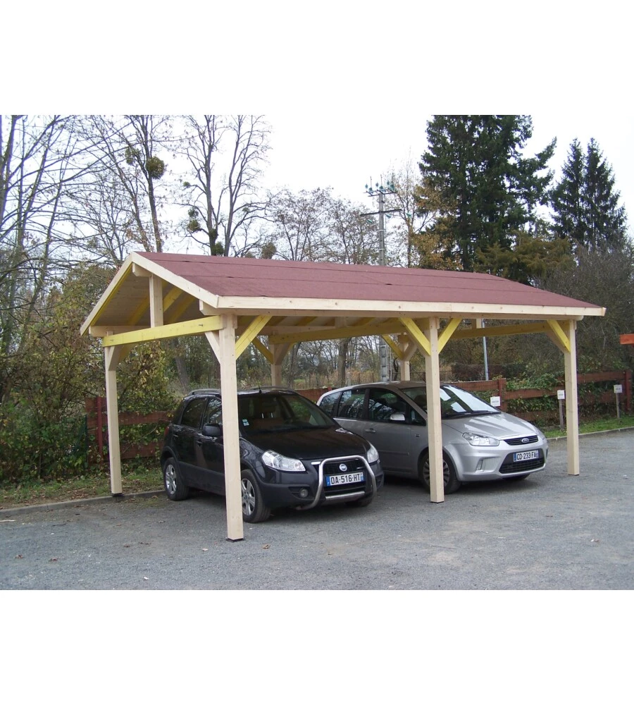 Carport auto in legno habrita "karpa 4563 bm" 2 posti 6,32x4,50x3,30 mt