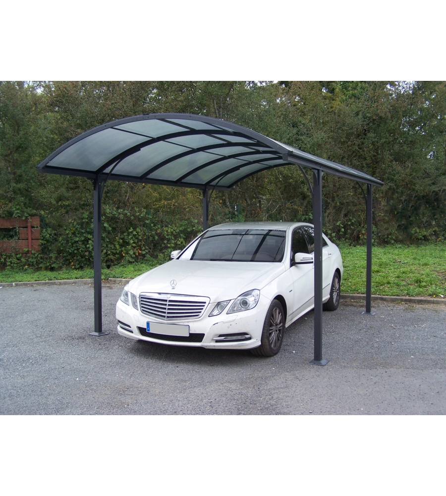 Carport auto in alluminio e policarbonato habrita "car 3048 alrp t" 1 posto 4,85x3,01x2,50 mt