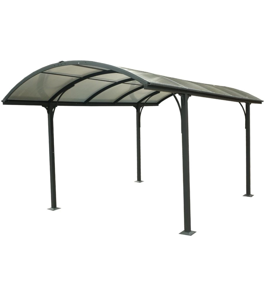 Carport auto in alluminio e policarbonato habrita "car 3048 alrp t" 1 posto 4,85x3,01x2,50 mt