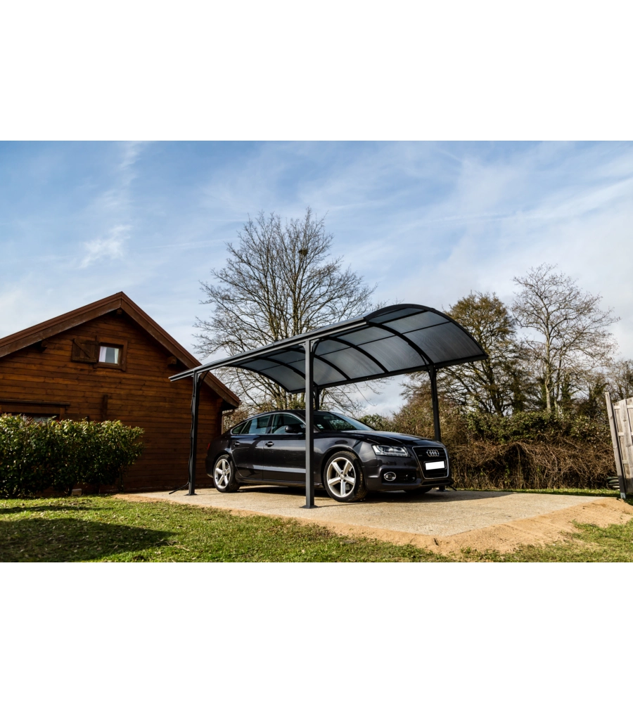 Carport auto in alluminio e policarbonato habrita "car 3048 alrp t" 1 posto 4,85x3,01x2,50 mt