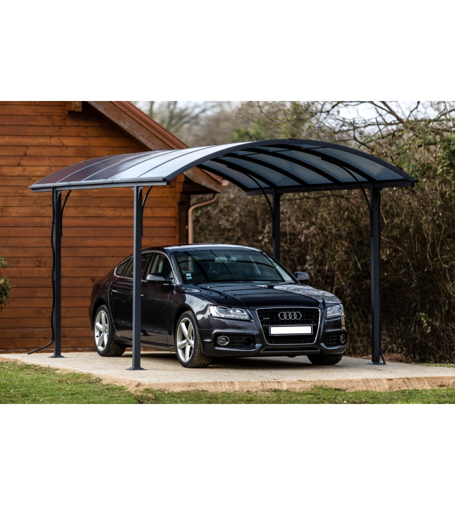 Carport auto in alluminio e policarbonato habrita "car 3048 alrp t" 1 posto 4,85x3,01x2,50 mt