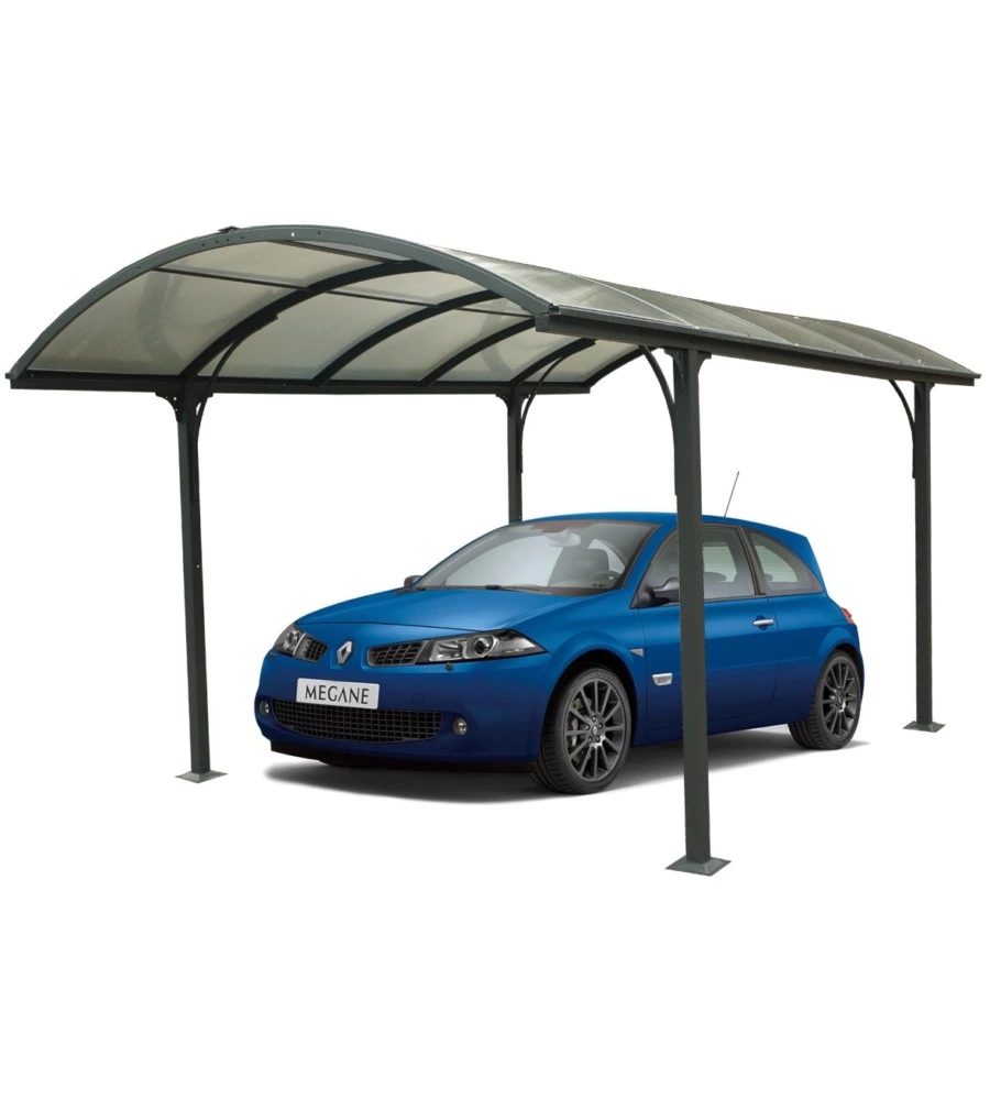 Carport auto in alluminio e policarbonato habrita "car 3048 alrp t" 1 posto 4,85x3,01x2,50 mt