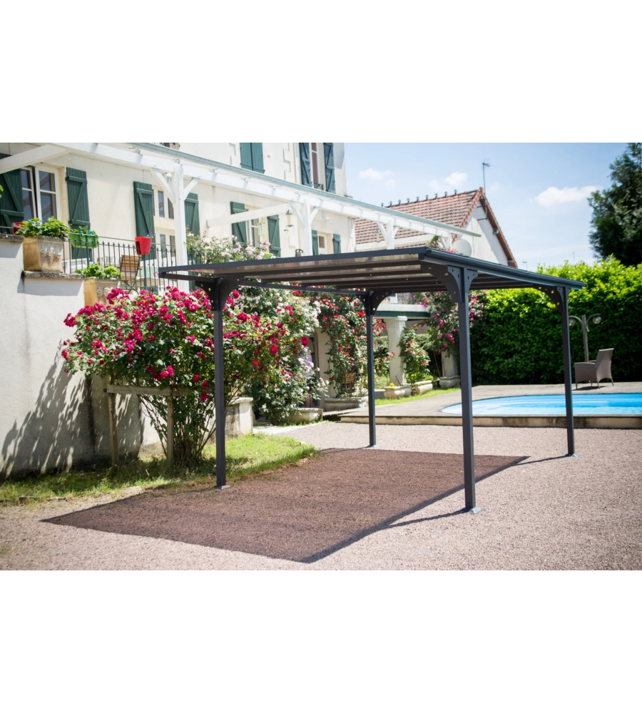 Carport auto in alluminio e policarbonato habrita "car 3050 altp t" 5,00x2,88x2,32 mt