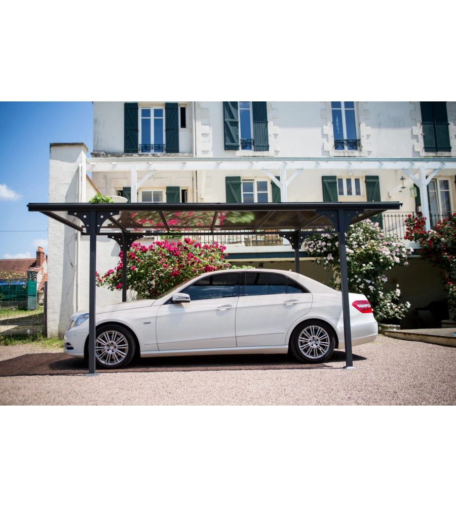 Carport auto in alluminio e policarbonato habrita "car 3050 altp t" 5,00x2,88x2,32 mt