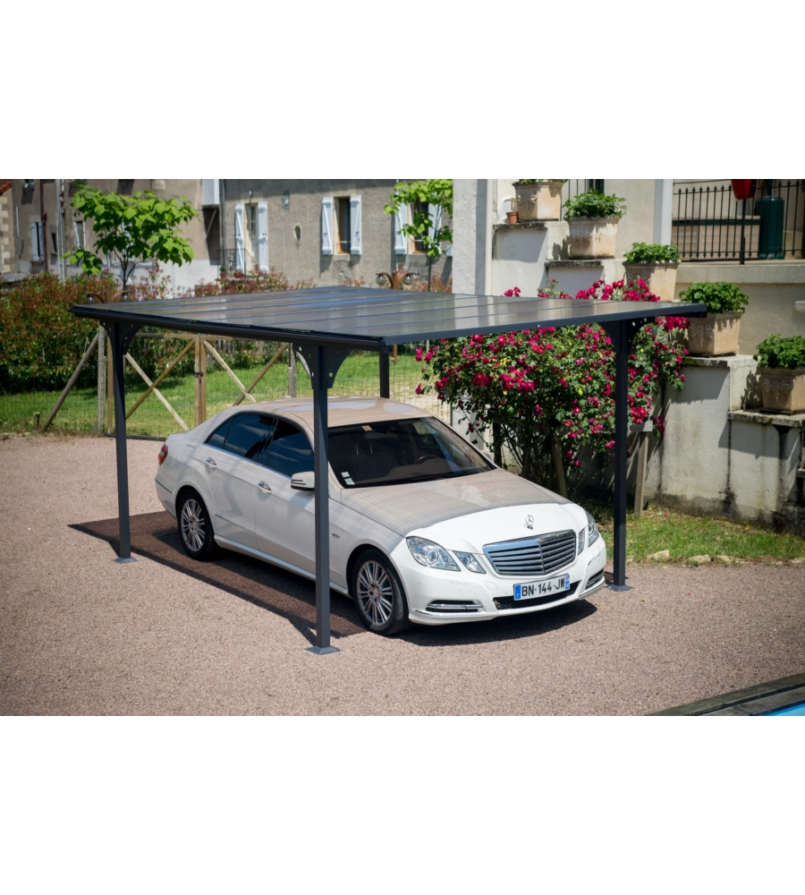 Carport auto in alluminio e policarbonato habrita "car 3050 altp t" 5,00x2,88x2,32 mt