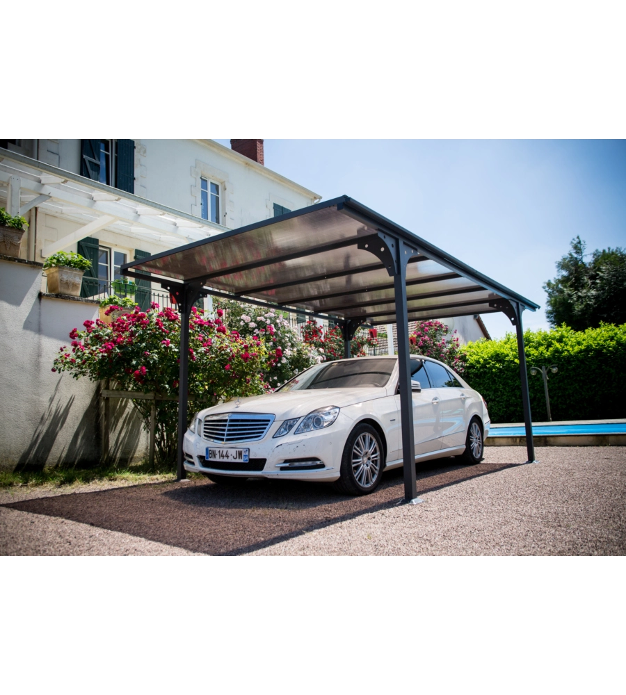 Carport auto in alluminio e policarbonato habrita "car 3050 altp t" 5,00x2,88x2,32 mt