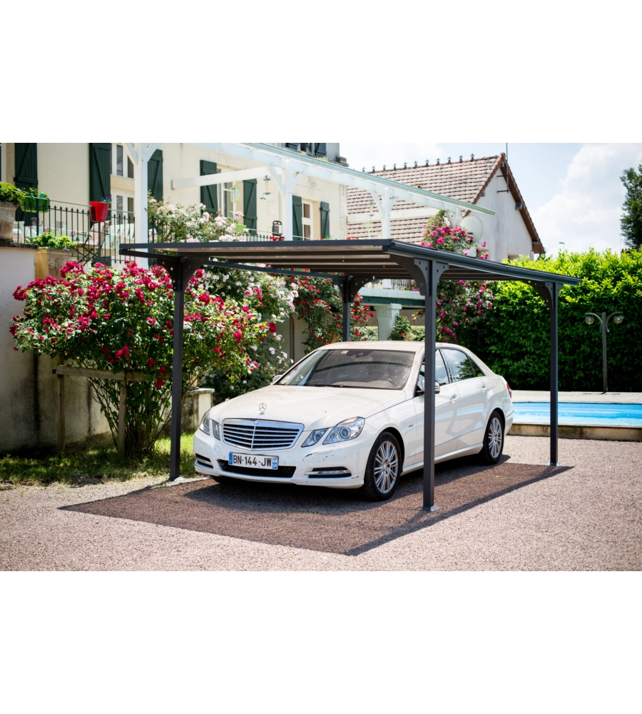 Carport auto in alluminio e policarbonato habrita "car 3050 altp t" 5,00x2,88x2,32 mt