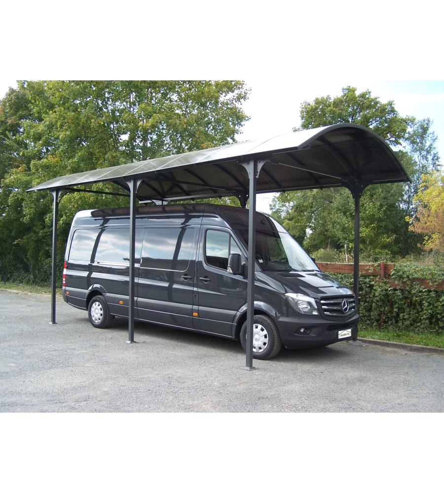 Carport auto in alluminio e policarbonato habrita "car 3676 alcc t" 1 posto 3,59x7,62x3,60 mt