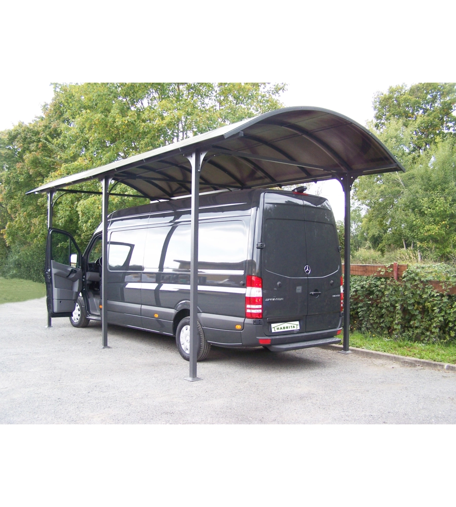 Carport auto in alluminio e policarbonato habrita "car 3676 alcc t" 1 posto 3,59x7,62x3,60 mt