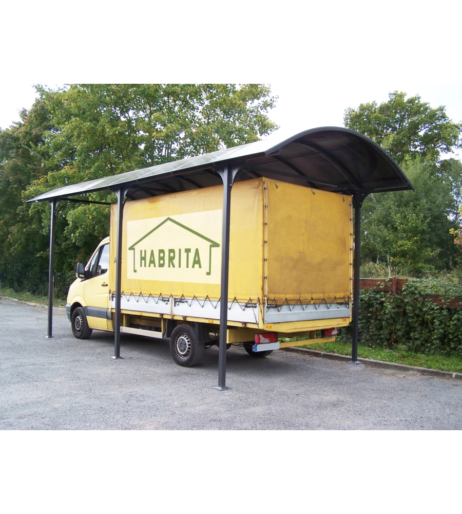 Carport auto in alluminio e policarbonato habrita "car 3676 alcc t" 1 posto 3,59x7,62x3,60 mt