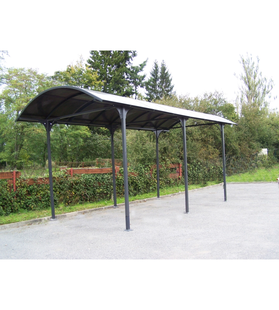 Carport auto in alluminio e policarbonato habrita "car 3676 alcc t" 1 posto 3,59x7,62x3,60 mt