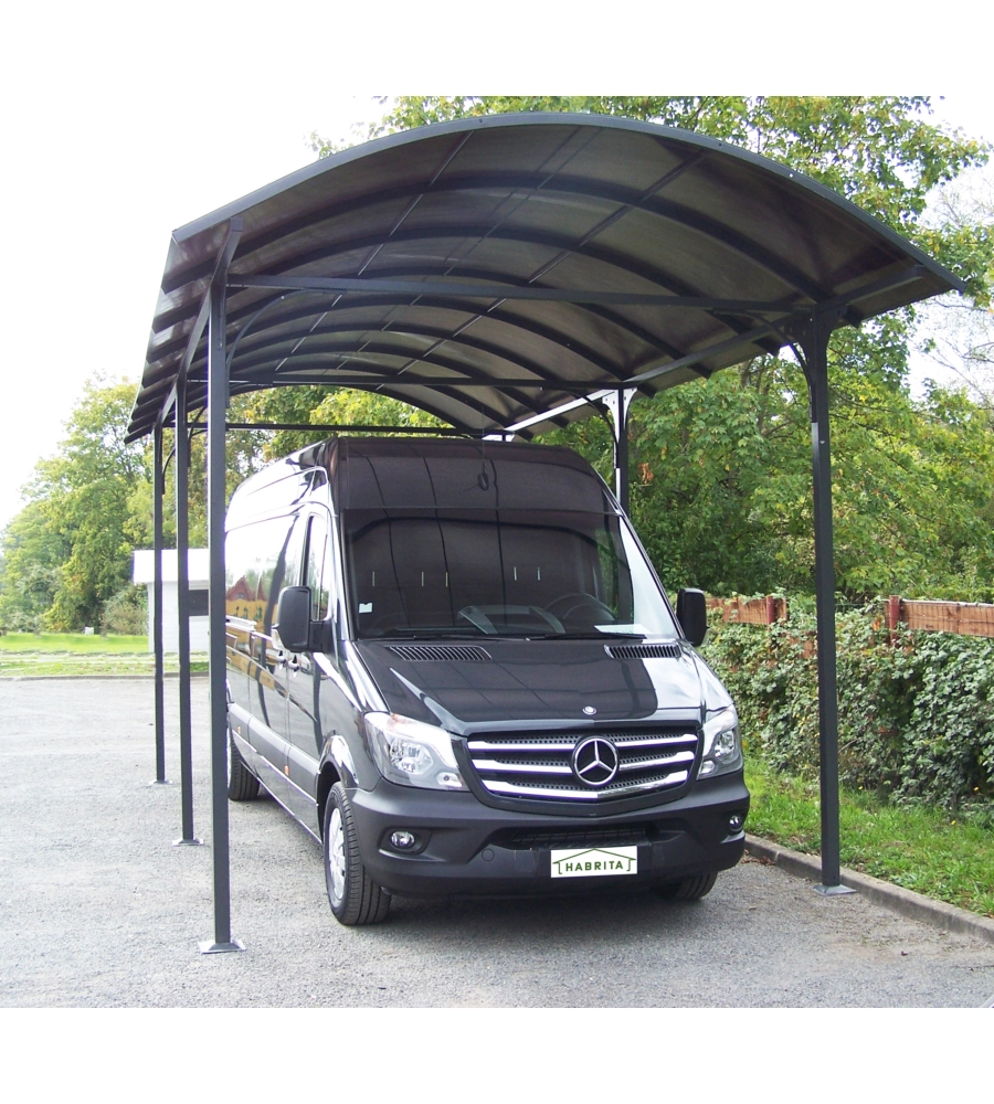 Carport auto in alluminio e policarbonato habrita "car 3676 alcc t" 1 posto 3,59x7,62x3,60 mt