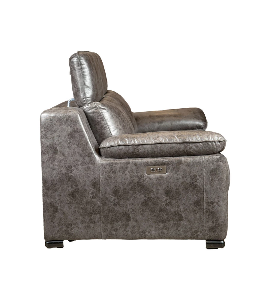 Divano 2 posti bellahome "giulia" con sistema relax, in ecopelle effetto invecchiato grigio 170x106x85 cm