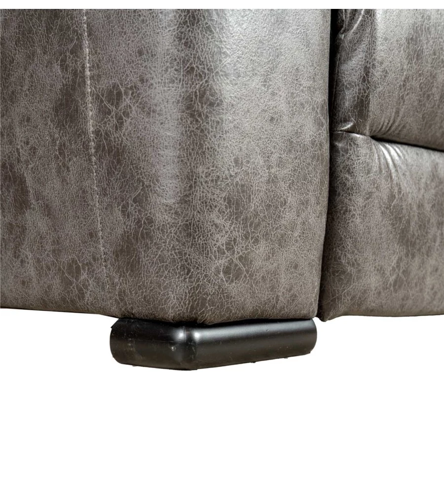 Divano 2 posti bellahome "giulia" con sistema relax, in ecopelle effetto invecchiato grigio 170x106x85 cm