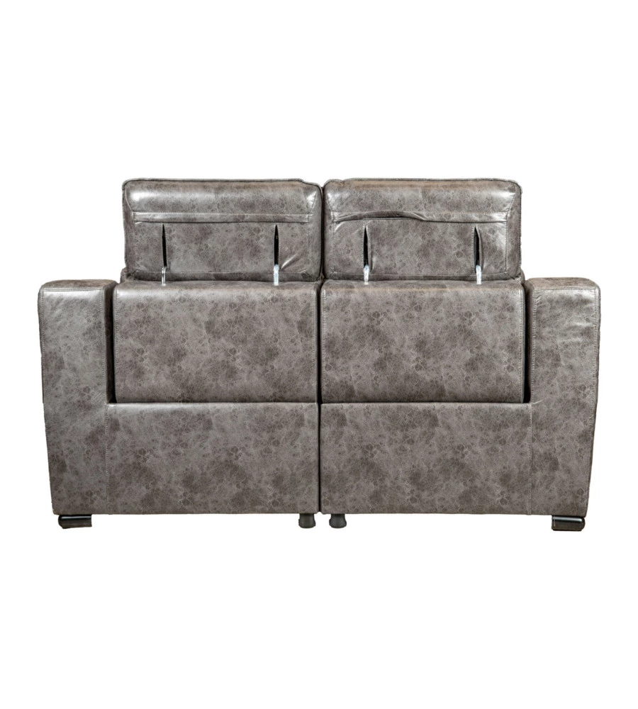 Divano 2 posti bellahome "giulia" con sistema relax, in ecopelle effetto invecchiato grigio 170x106x85 cm