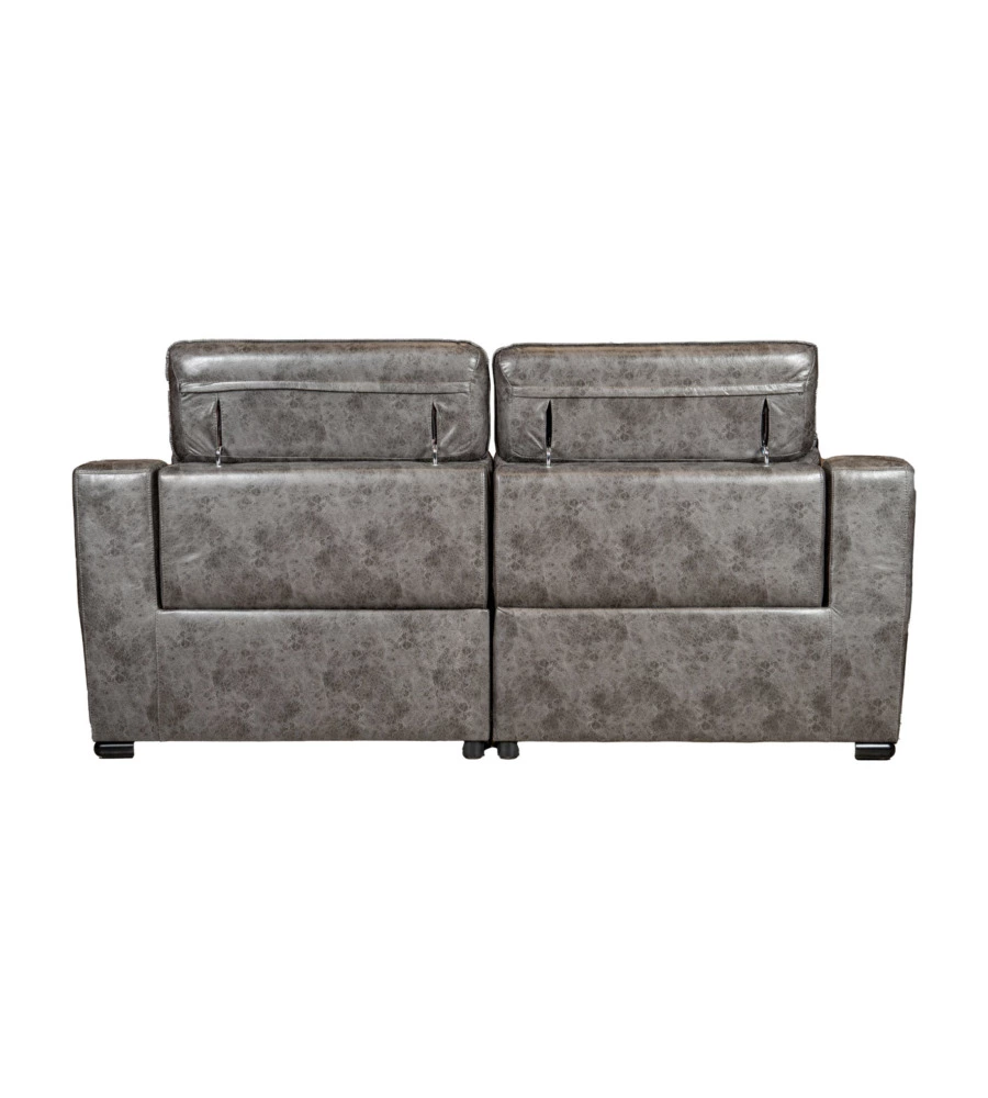 Divano 3 posti bellahome "giulia" con sistema relax, in ecopelle effetto invecchiato grigio 210x106x104 cm