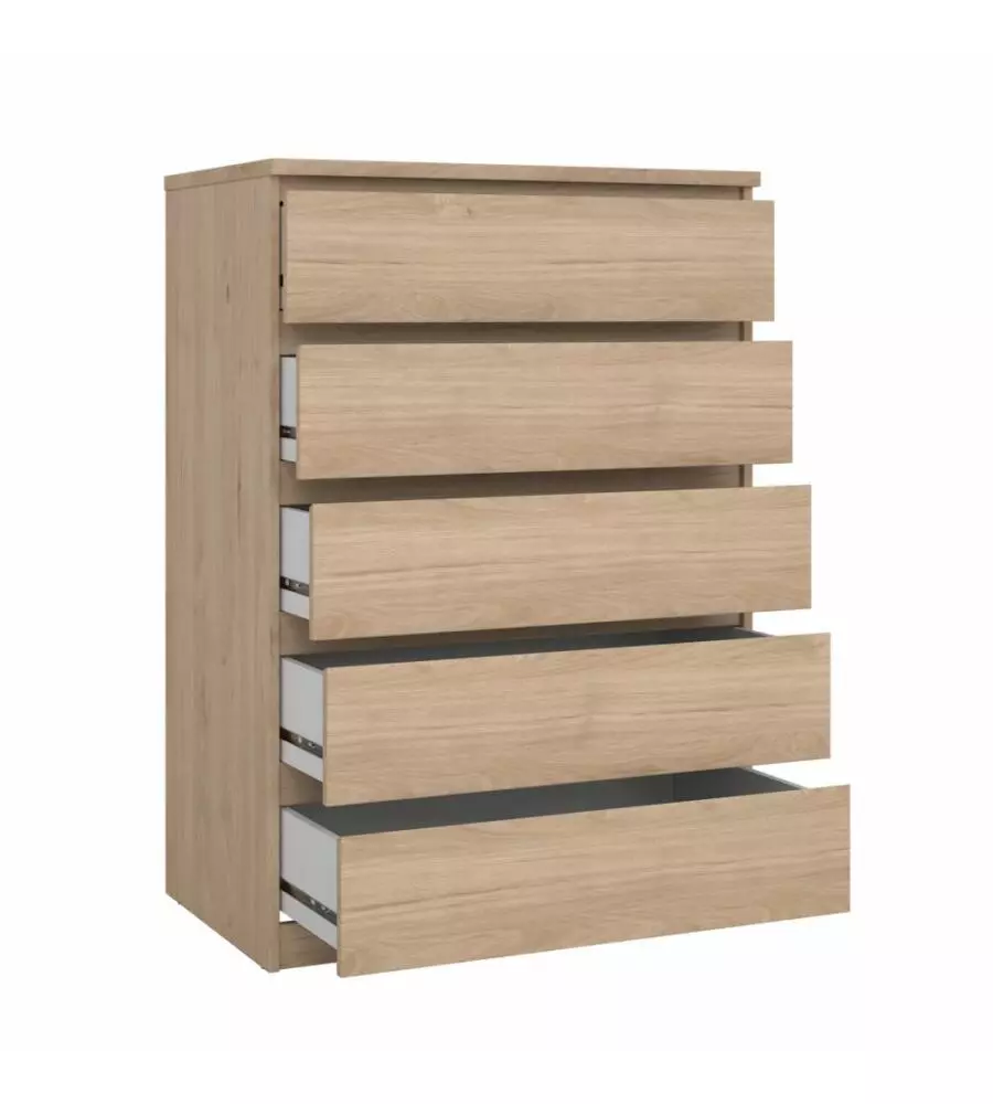 Cassettiera larga "naia" con 5 cassetti colore legno, 77x50x111,3 cm