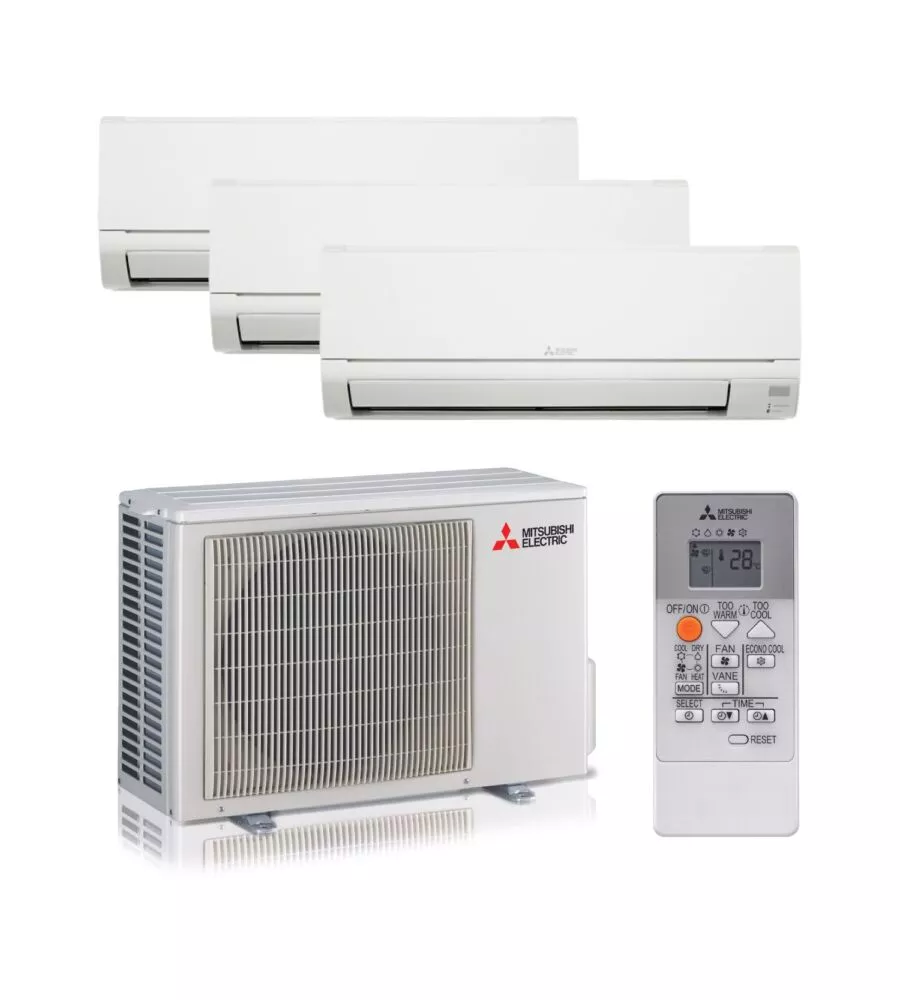 Climatizzatore caldo freddo mitsubishi linea smart serie m pompa di calore "mxz3ha50vfe125235dwvfkit" trialsplit e unitÀ esterna 9000 + 9000 + 12000 btu