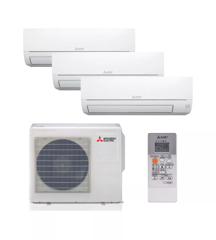 Climatizzatore caldo freddo mitsubishi linea smart serie m pompa di calore "mxz3ha50vfe1252535hrvfkit" trialsplit e unitÀ esterna 9000 + 9000 + 12000 btu