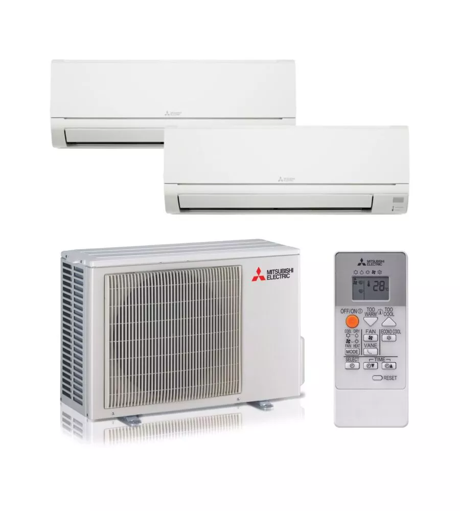 Climatizzatore caldo freddo mitsubishi linea smart serie m pompa di calore "mxz2ha40vfe1252535dwvfkit" dualsplit e unitÀ esterna 9000 + 12000 btu