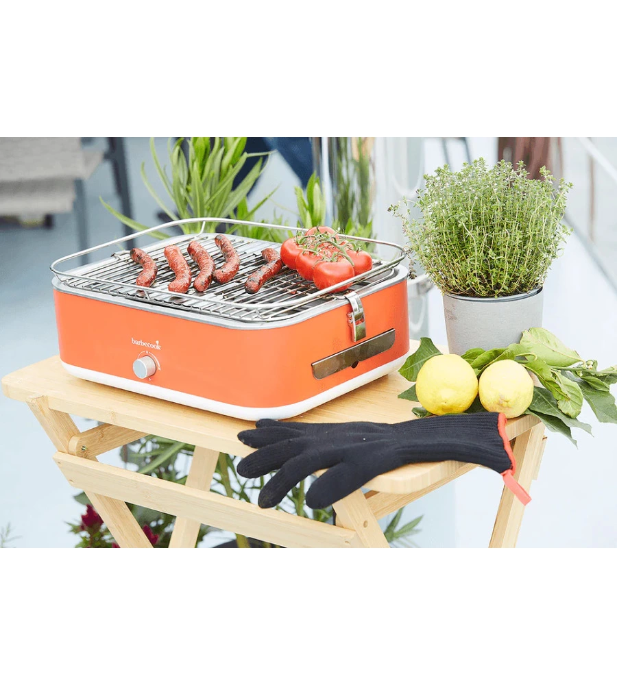 Barbecue elettrico da tavolo barbecook "e-carlo" in acciaio inox colore rosso, griglia 38,5x28,5 cm