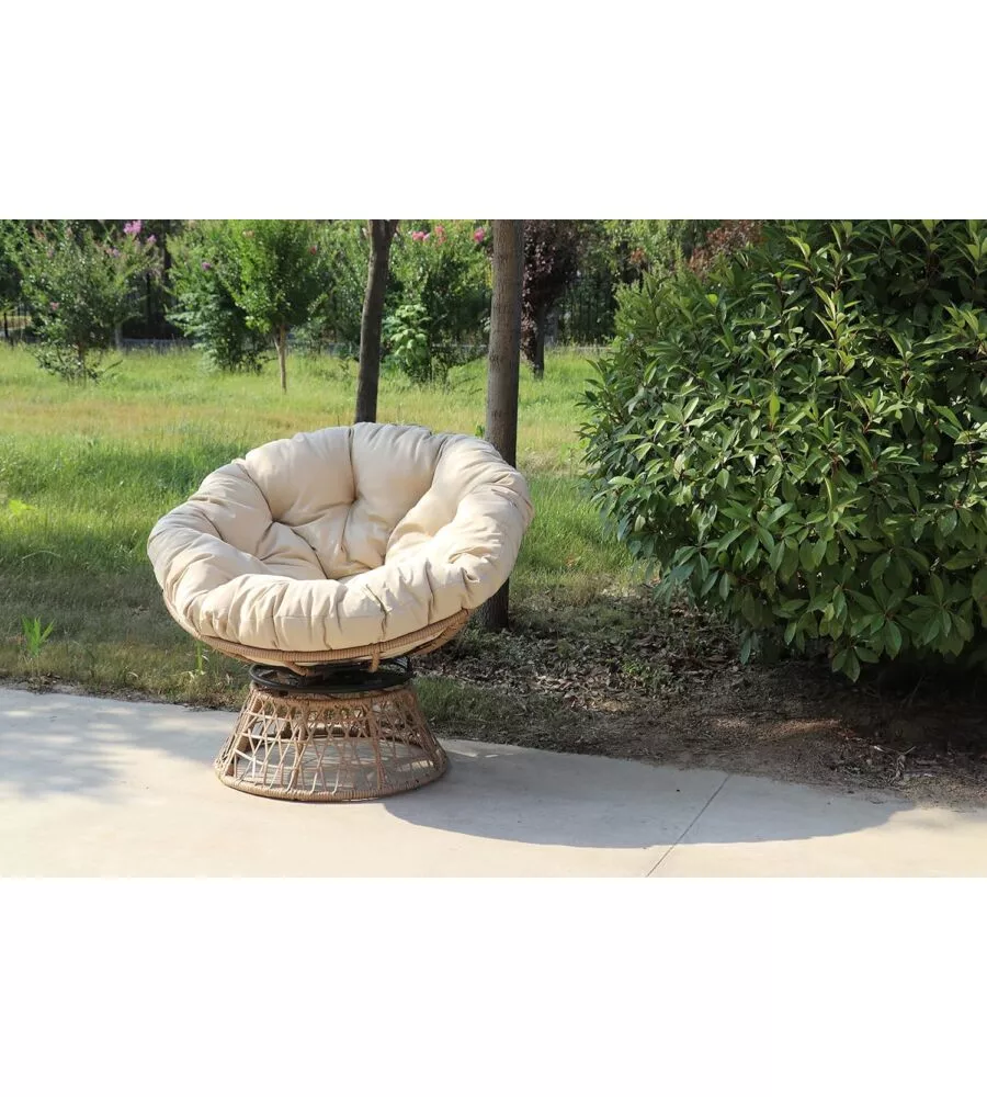 Poltrona da esterno girevole garden friend "bora bora" in acciaio e polyrattan 95x84x76 cm