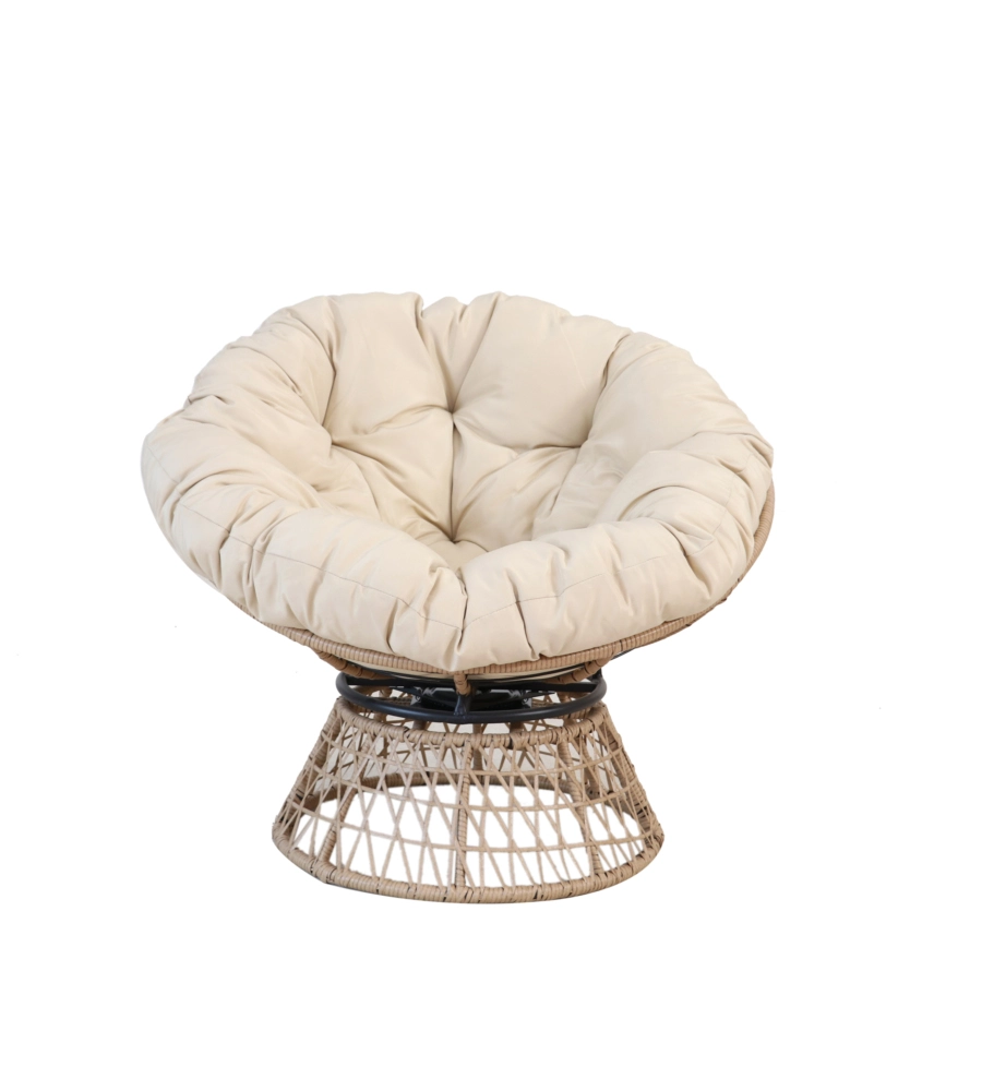 Poltrona da esterno girevole garden friend "bora bora" in acciaio e polyrattan 95x84x76 cm