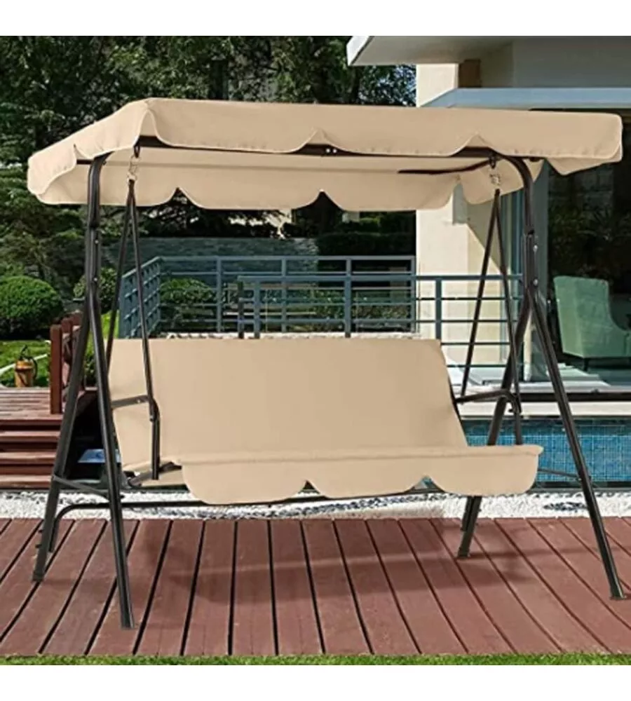 Dondolo da esterno garden friend "linear" 3 posti beige 170x110x153 cm